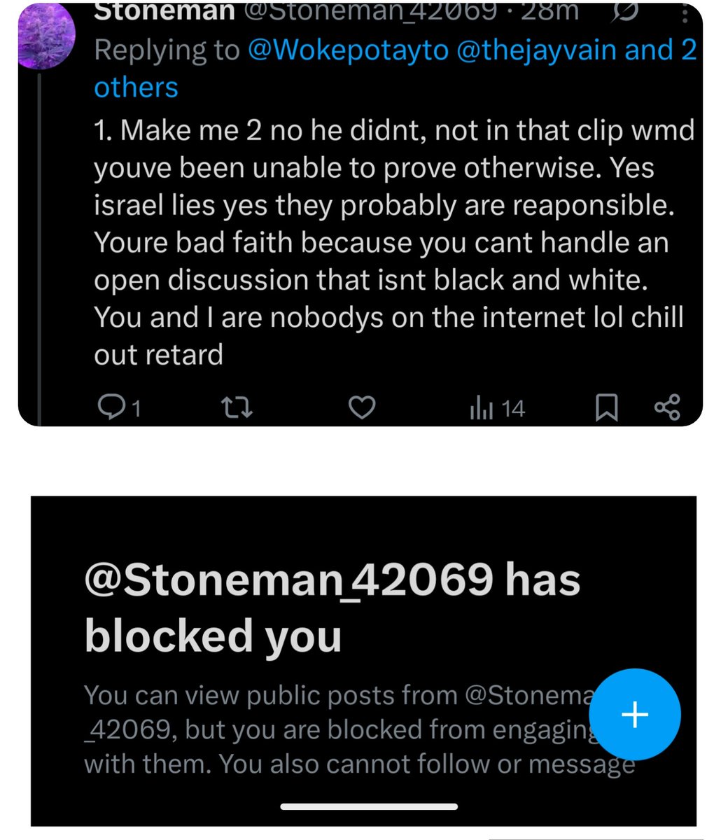 translucent_man's tweet photo. @Stoneman_42069 @Wokepotayto @thejayvain @Chadkalle @GolfingLefty Told u I'd shut u up you fucking coward. Have fun pretending you're in Ohio while in the middle of fuck all England loser. Block this shit too u genocidal freak https://t.co/91u59BBiRU