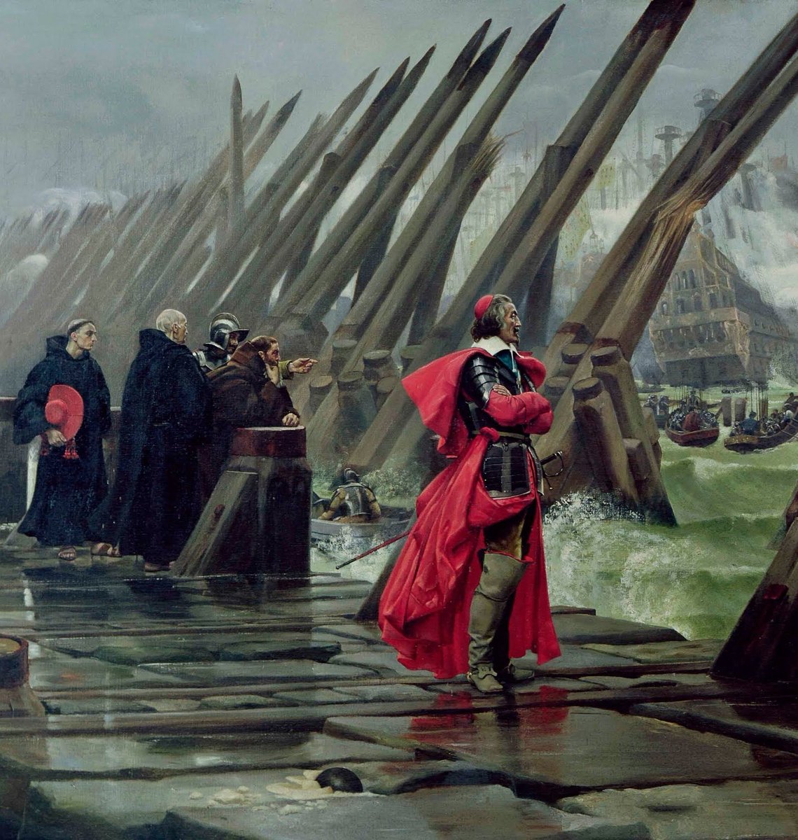 Richelieu and his advisors at the siege of La Rochelle, by Henri-Paul Motte (1881).