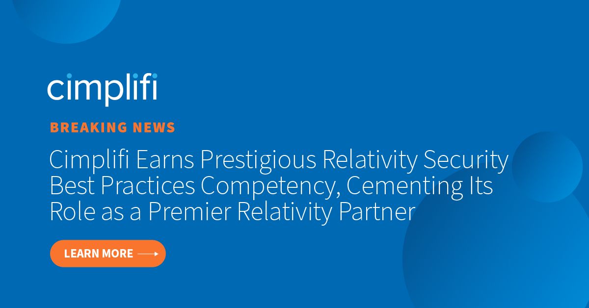 cimplifi's tweet image. 🚨 Big news from Cimplifi! We’ve earned the Relativity Security Best Practices competency, joining an elite group of partners leading the way in secure, scalable legal tech.
🔐 Security. 🚀 Innovation. 💡 Expertise.
Learn more🔗 bit.ly/3V6SIwh