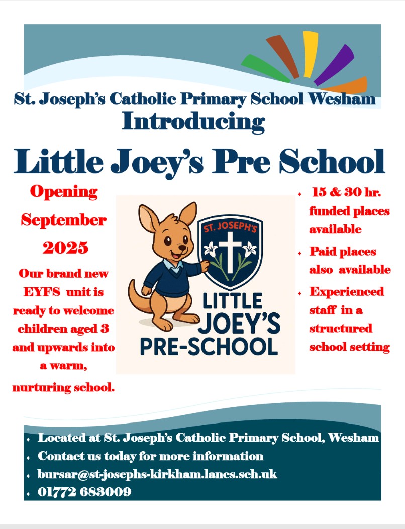 🌟 Introducing Little Joey's Pre-School <a href="/CatholicJosephs/">St Josephs Catholic Primary School</a> 🌟
Where the Big Adventure Begins!