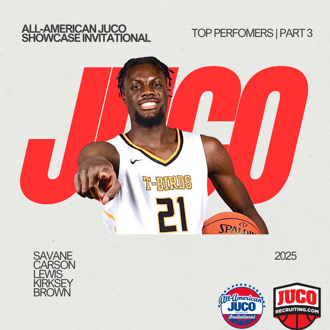 JucoRecruiting.com (@jucorecruiting) on Twitter photo July Top Performers Part 3 is out
<a href="/BradWinton/">Brad Winton</a> takes a look at 5 more 2026 JUCO prospects who stood out at the <a href="/JUCOShowcase/">JUCO Showcase</a> Invitational last month
Savane - Cloud
Carson- Odessa
Lewis - East Miss
Kirksey- Monroe
Brown - Richard Bland
Read ⏬
jucorecruiting.com/all-american-j… July Top Performers Part 3 is out
<a href="/BradWinton/">Brad Winton</a> takes a look at 5 more 2026 JUCO prospects who stood out at the <a href="/JUCOShowcase/">JUCO Showcase</a> Invitational last month
Savane - Cloud
Carson- Odessa
Lewis - East Miss
Kirksey- Monroe
Brown - Richard Bland
Read ⏬
jucorecruiting.com/all-american-j…