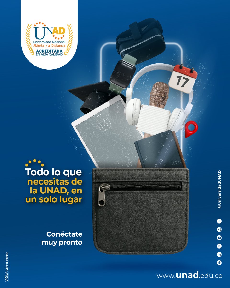 ✨ Lo que más te gusta de la UNAD, ahora estará en tus manos 📱

📰 Noticias, 🎉 eventos, 💻 campus virtual y mucho más en un solo lugar.
Una nueva forma de vivir tu experiencia como unadista 💙 a tu ritmo ⏳ y desde donde estés 🌍.