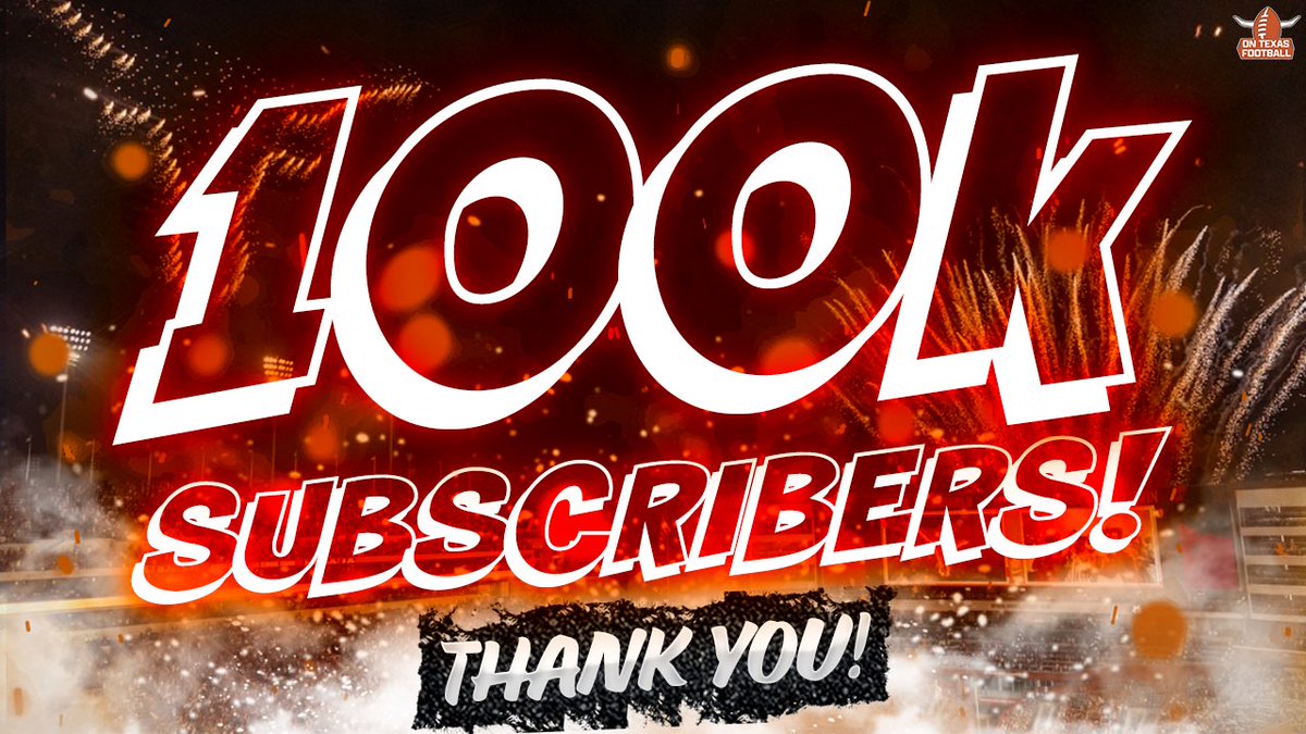 Thank you so much to every one of you for 100,000 subscribers on YouTube!! 

OTF really has the best community of Texas fans and college football fans we could have ever asked for 🤘