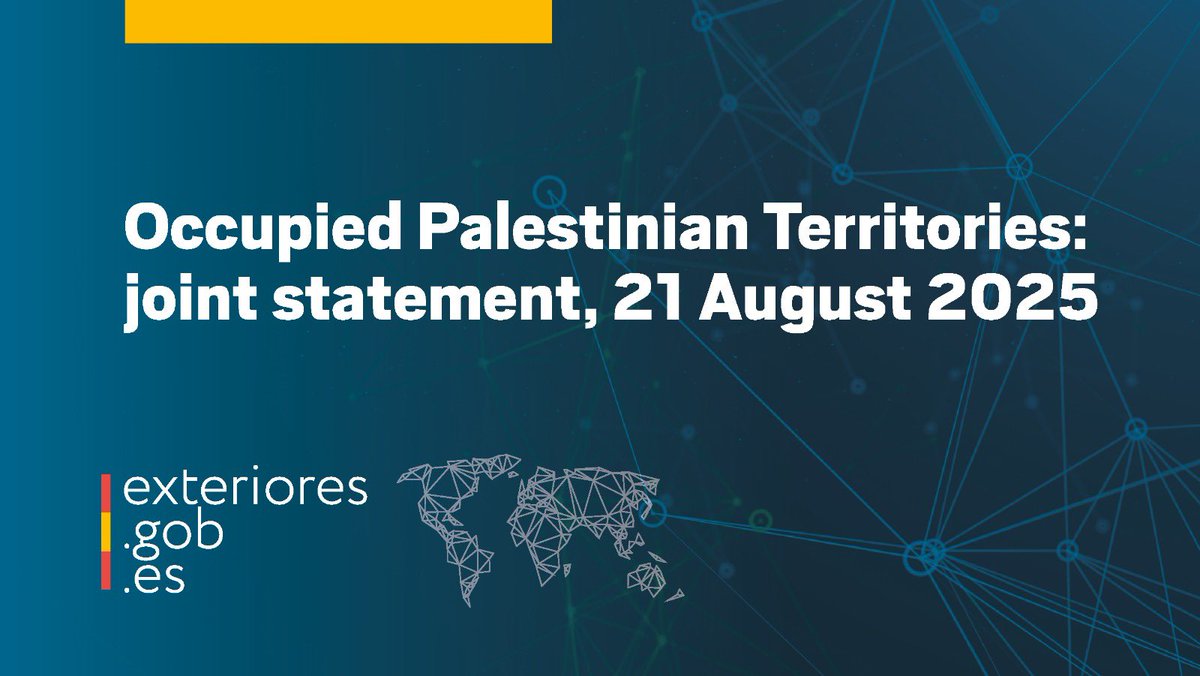 Joint statement: The decision by the Israeli Higher Planning Committee to approve plans for settlement construction in the E1 area, East of Jerusalem, is unacceptable and a violation of international law.

🔗 exteriores.gob.es/en/Comunicacio…