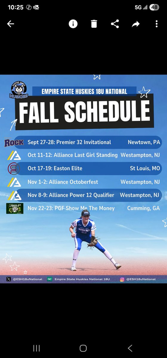 Empire State Huskies 18u National FALL Schedule!!!  <a href="/EStateHuskies/">Empire State Huskies</a>