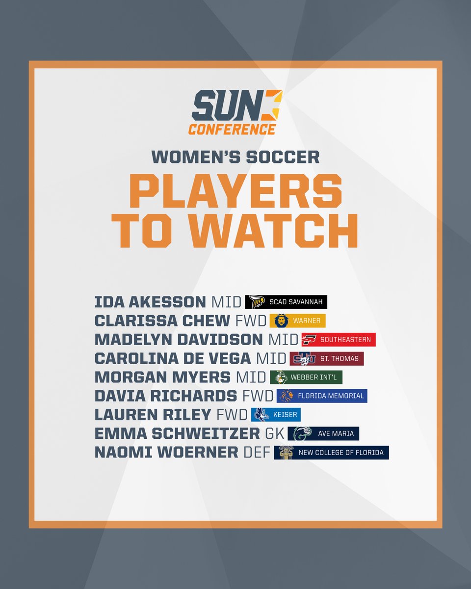 SunConference's tweet image. ⚽️ 𝟐𝟎𝟐𝟓 𝐒𝐞𝐚𝐬𝐨𝐧 𝐊𝐢𝐜𝐤𝐬 𝐎𝐟𝐟 𝐓𝐨𝐝𝐚𝐲

Here are the #SUNWSOC players to keep an eye on this fall ⬇️

Read more here 🔗bit.ly/4lH8zwB