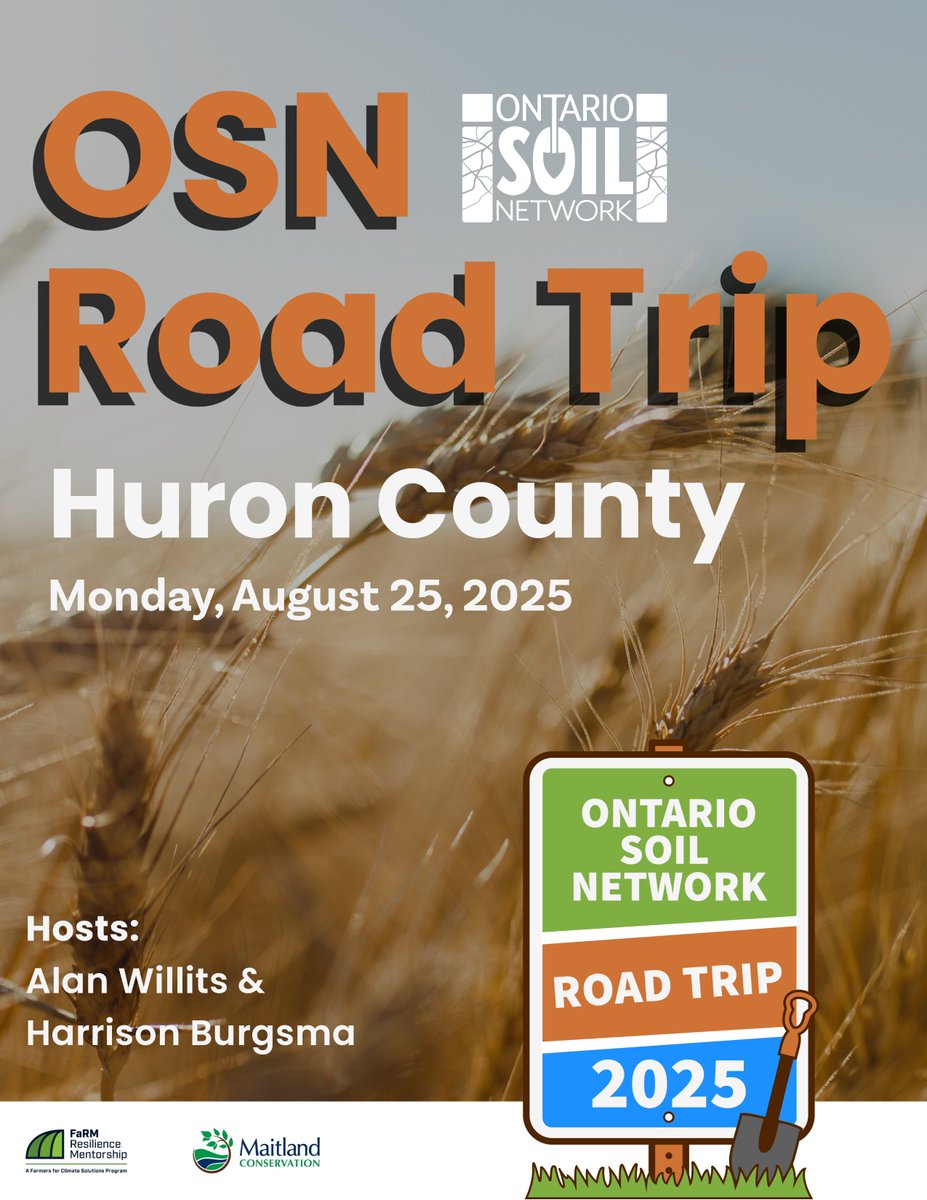 Ontario Soil Network (@soilnetwork) on Twitter photo The #OSNRoadTrip rolls on! Next week we’re in Huron County:
Tour <a href="/alan_willits/">Alan Willits</a> black bean + cereal rye trials
Learn about funding opportunities with <a href="/maitlandvalley/">Maitland Conservation</a>
Visit <a href="/HBurgsma/">Harrison Burgsma</a> farm for no-till + water management
Mon, Aug 25 | 12–6 PM
🔗 Register: bit.ly/45ufS5Z The #OSNRoadTrip rolls on! Next week we’re in Huron County:
Tour <a href="/alan_willits/">Alan Willits</a> black bean + cereal rye trials
Learn about funding opportunities with <a href="/maitlandvalley/">Maitland Conservation</a>
Visit <a href="/HBurgsma/">Harrison Burgsma</a> farm for no-till + water management
Mon, Aug 25 | 12–6 PM
🔗 Register: bit.ly/45ufS5Z