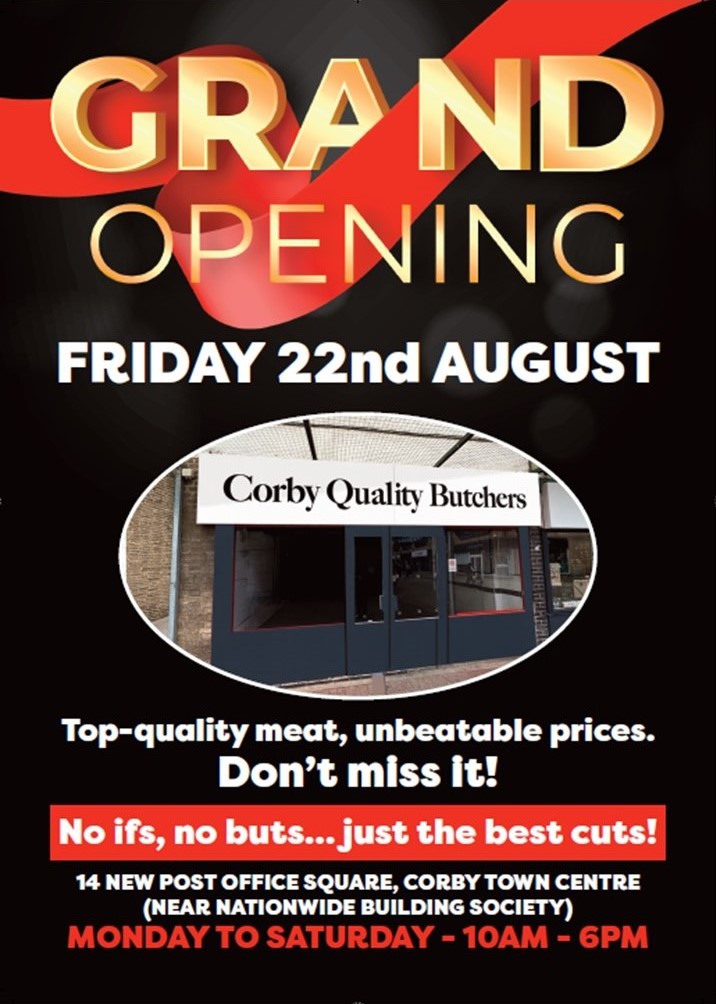 Delighted to welcome Corby Quality Butchers to our independent retail line up in New Post Office Square, Doors open 10am Friday. We're proud of our independent retailers and trust the fabulous people of Corby continue to support them shopping local.
#Butcher #Corby #IndiRetail