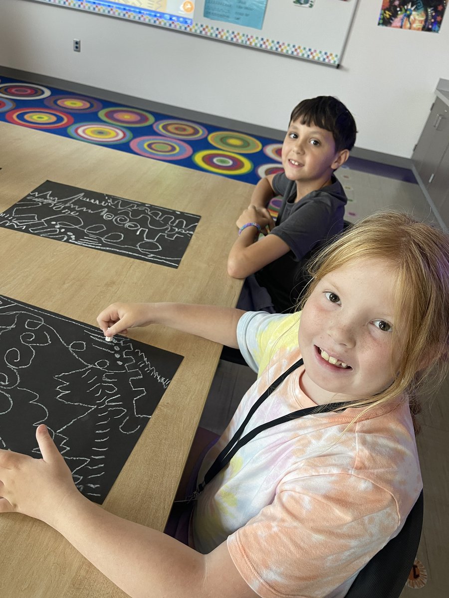 Diving into the world of lines in art-wavy, zig zag, swirl, polka dot—and brought them to life with brand new oil pastels! 🖍️<a href="/SarahMatej/">Sarah Matej</a>
