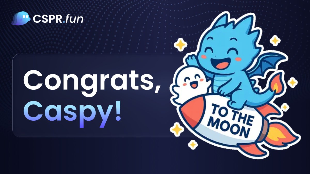 Casper (@casper_network) on Twitter photo 🎉Congratulations to Caspy, the first CSPR.fun token to reach the market cap threshold and graduate to <a href="/friendlymarkets/">Friendly Market</a> DEX!
Disclaimer: This post is for informational purposes only and does not constitute financial, investment, or trading advice. Always do your 🎉Congratulations to Caspy, the first CSPR.fun token to reach the market cap threshold and graduate to <a href="/friendlymarkets/">Friendly Market</a> DEX!
Disclaimer: This post is for informational purposes only and does not constitute financial, investment, or trading advice. Always do your
