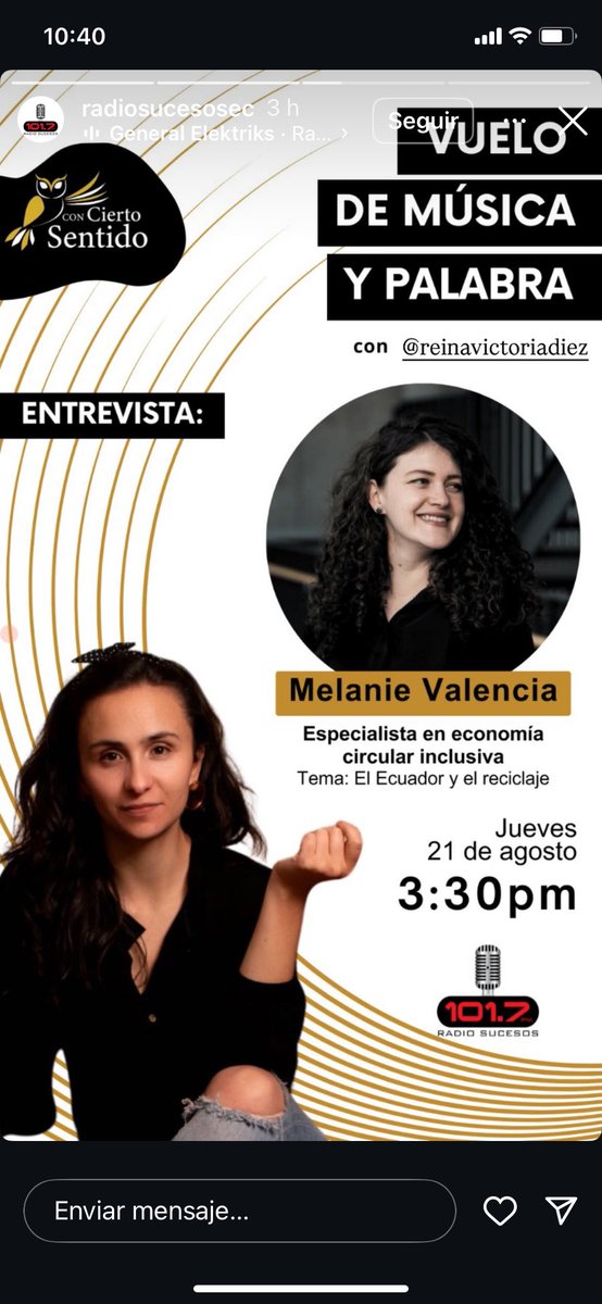 Alianza Basura Cero Ecuador (@basuraceroec) on Twitter photo Hoy en <a href="/radiosucesosec/">Radio Sucesos Ecuador</a> nuestra compañera Melanie Valencia comentara sobre las fallidas negociaciones del #TratadoGlobalDePlásticos y el trabajo que desarrolla la Alianza Basura Cero Ecuador.
🕞 15:30
📻 101.7 FM RadioSucesos con <a href="/reinavictoriadz/">Reina Victoria Díez</a> Hoy en <a href="/radiosucesosec/">Radio Sucesos Ecuador</a> nuestra compañera Melanie Valencia comentara sobre las fallidas negociaciones del #TratadoGlobalDePlásticos y el trabajo que desarrolla la Alianza Basura Cero Ecuador.
🕞 15:30
📻 101.7 FM RadioSucesos con <a href="/reinavictoriadz/">Reina Victoria Díez</a>