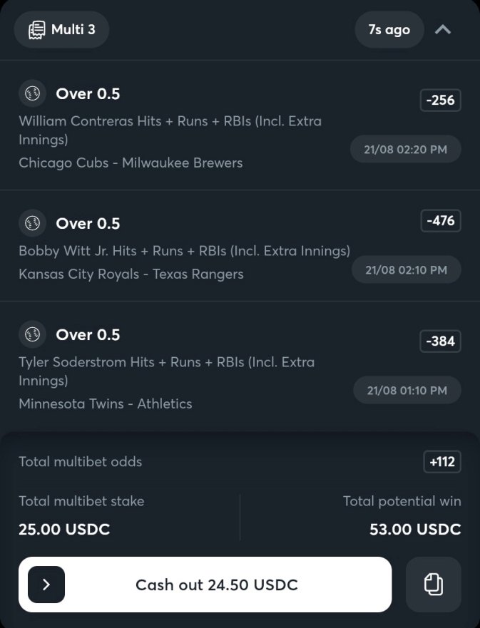 🚨 Early Slate Free Play 🚨

Riding high-value HRR plays today:

🔥 Bobby Witt Jr. – 9G Hit Streak .556 vs Patrick Corbin
🔥 William Contreras – Batting .429 vs Shota
🔥 Tyler Soderstrom – 18G hitting streak, big RBI opportunity

💬Join the Free Lounge for full breakdowns, access