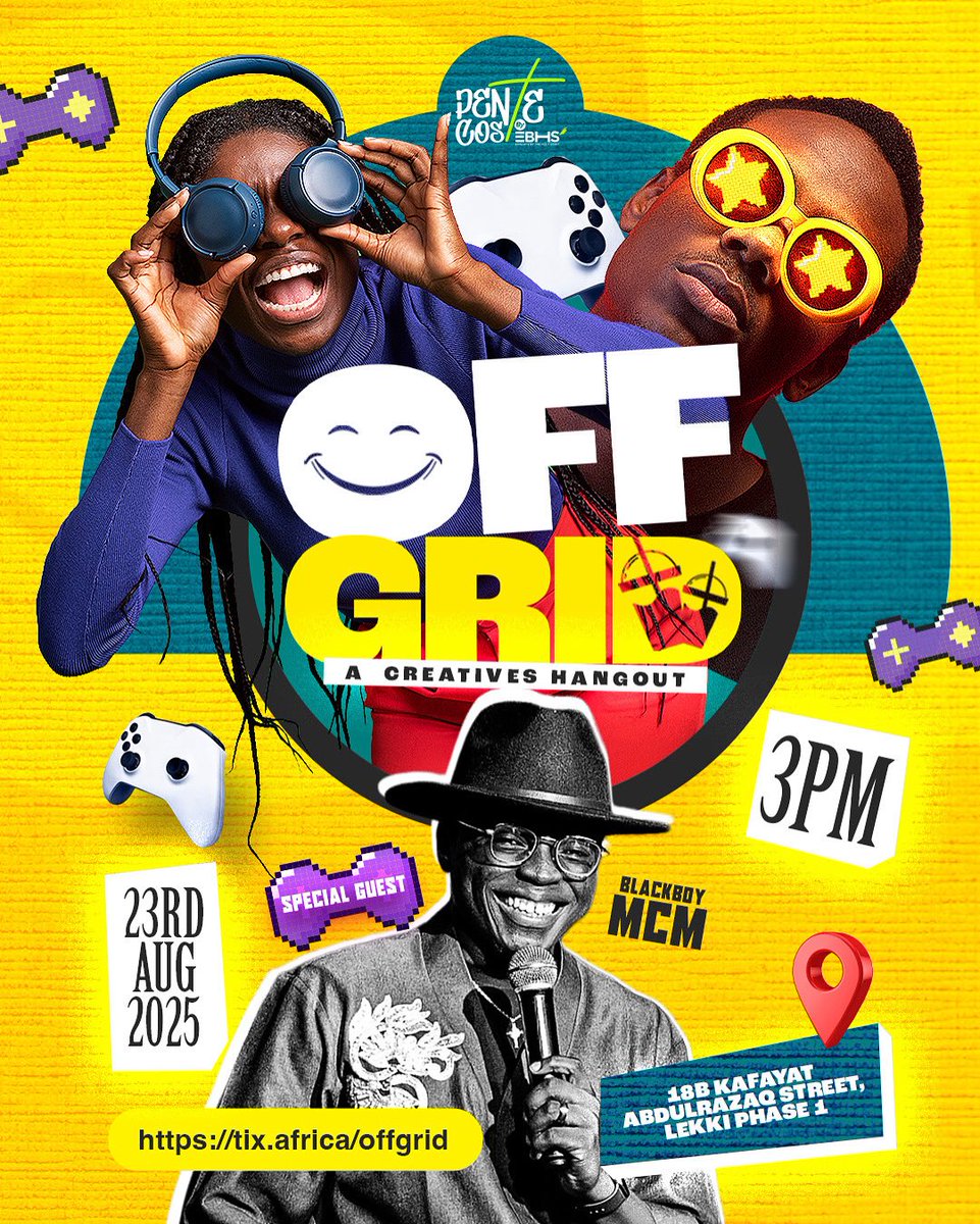 We’ve got the amazing BlackBoy MCM hosting #OffGrid 🎤✨

This is your reminder again!⏰
Tickets are totally free but registration compulsory.

🎟️ GET THEM ROR FREE HERE→ tix.africa/offgrid