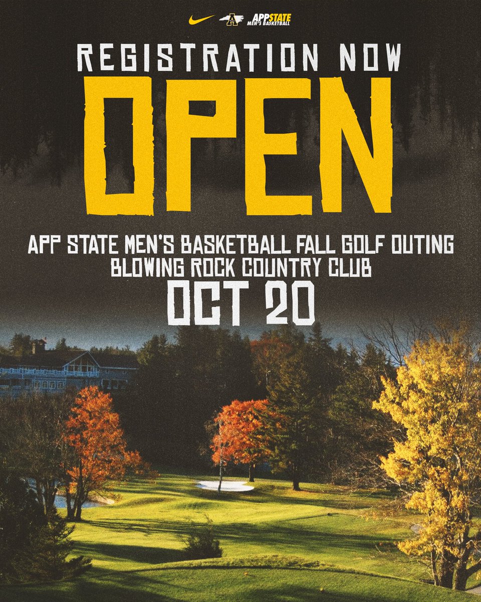 App State Basketball (@appstatembb) on Twitter photo ๐๐๐ ๐ข๐ฌ๐ญ๐ซ๐๐ญ๐ข๐จ๐ง ๐๐จ๐ซ ๐จ๐ฎ๐ซ ๐๐จ๐ฅ๐ ๐๐ฎ๐ญ๐ข๐ง๐ ๐ข๐ฌ ๐๐จ๐ฐ ๐๐๐๐
Join us on Oct. 20 at Blowing Rock Country Club for our fall golf outing! Sign up at the link below โฌ๏ธ
๐ goapp.st/MBBGolf25
#TakeTheStairs ๐๐๐ ๐ข๐ฌ๐ญ๐ซ๐๐ญ๐ข๐จ๐ง ๐๐จ๐ซ ๐จ๐ฎ๐ซ ๐๐จ๐ฅ๐ ๐๐ฎ๐ญ๐ข๐ง๐ ๐ข๐ฌ ๐๐จ๐ฐ ๐๐๐๐
Join us on Oct. 20 at Blowing Rock Country Club for our fall golf outing! Sign up at the link below โฌ๏ธ
๐ goapp.st/MBBGolf25
#TakeTheStairs