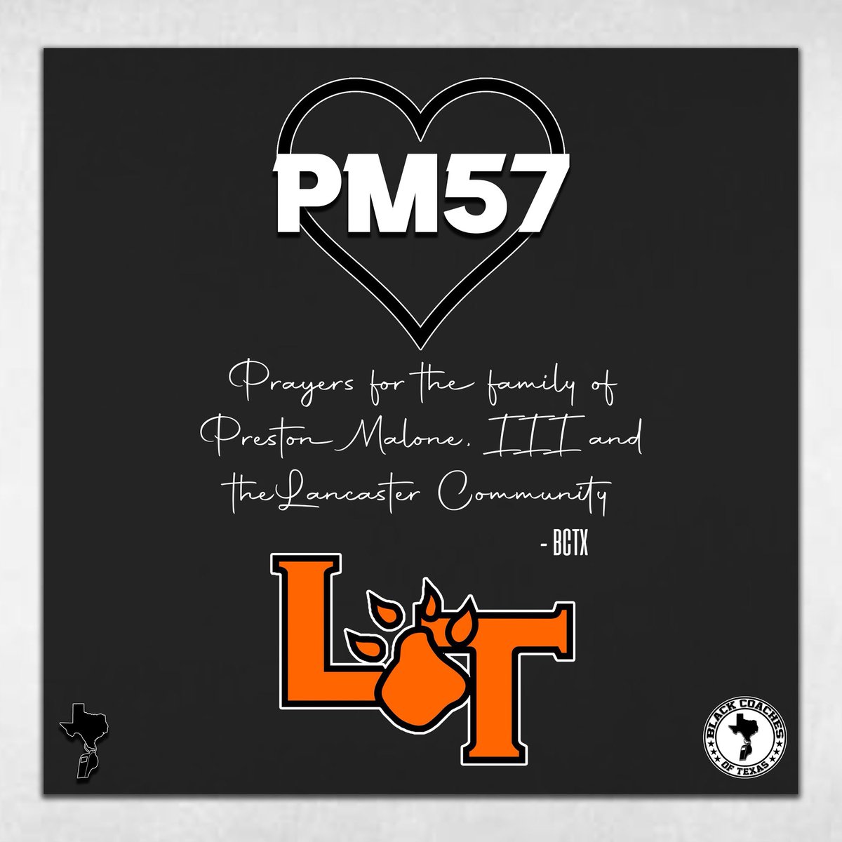 Black Coaches of Texas (@blackcoachestx) on Twitter photo Sending prayers and love to <a href="/LancasterFBwebo/">Lancaster Football</a> and <a href="/LancasterISD/">Lancaster ISD</a> from the <a href="/BlackCoachesTX/">Black Coaches of Texas</a>. Sending prayers and love to <a href="/LancasterFBwebo/">Lancaster Football</a> and <a href="/LancasterISD/">Lancaster ISD</a> from the <a href="/BlackCoachesTX/">Black Coaches of Texas</a>.