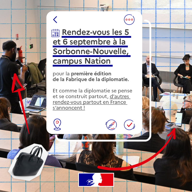francediplo's tweet photo. La diplomatie se construit avec VOUS, partout en France !  

Toute l’année, l’Académie diplomatique et consulaire va à la rencontre des citoyens.

Les 5 &amp; 6 septembre, la #FabriqueDeLaDiplomatie en est l’aboutissement : 2 jours gratuits, ouverts à tous.