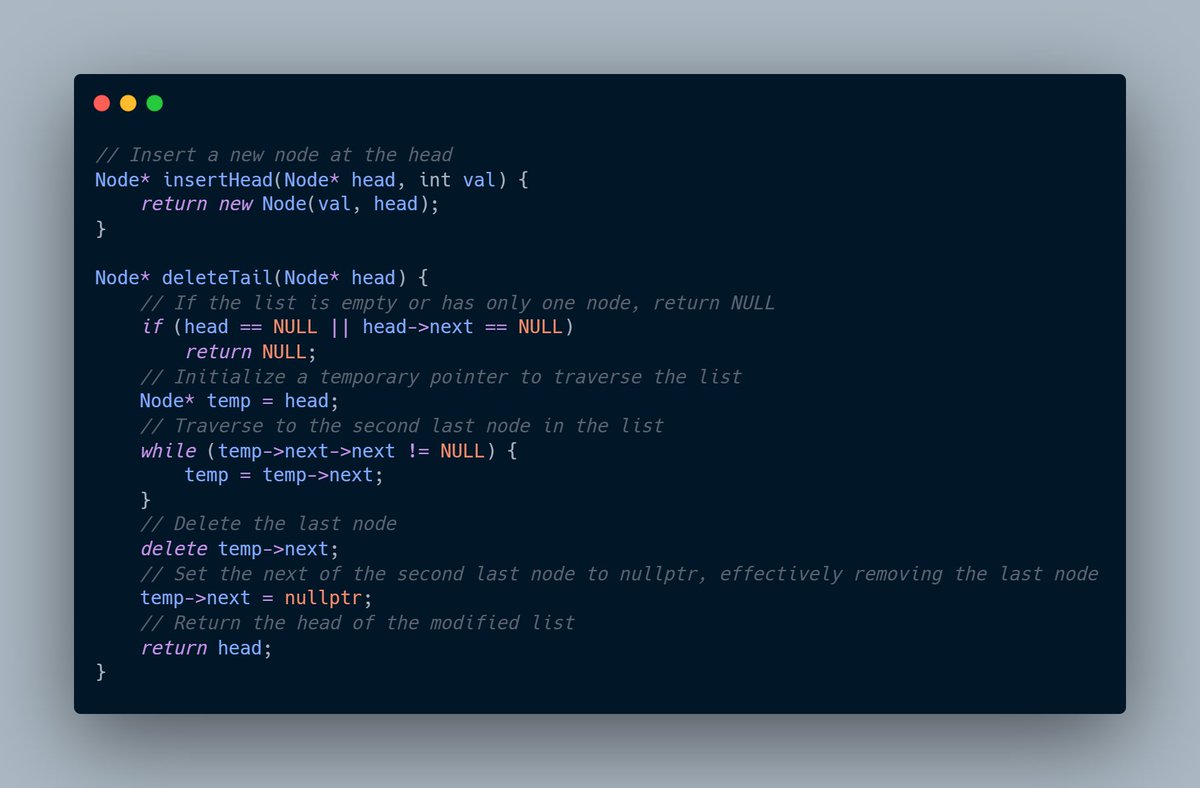 Pratikwebtech's tweet image. ✅ Day 54 of #100DaysOfCode
Leveling up with Linked Lists:
🔹 Delete a Node
🔹 Insert a Node
Getting more comfortable with operations!
#DSA #Cplusplus #StriverSheet #LearninPublic