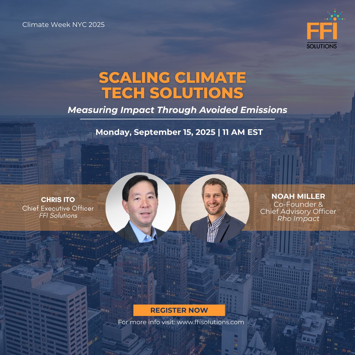 FFI_Solutions's tweet photo. NEW WEBINAR: Sept 15, 2025 at 11 AM EST - Scaling Climate Tech Solutions: Measuring Impact Through Avoided Emissions.
Join FFI CEO @chrisito88 &amp; Rho Impact’s Noah Miller to explore emerging decarbonization tech &amp; how to measure impact.
Register: https://t.co/N49vY02Sdb https://t.co/TKYTM3U1b9