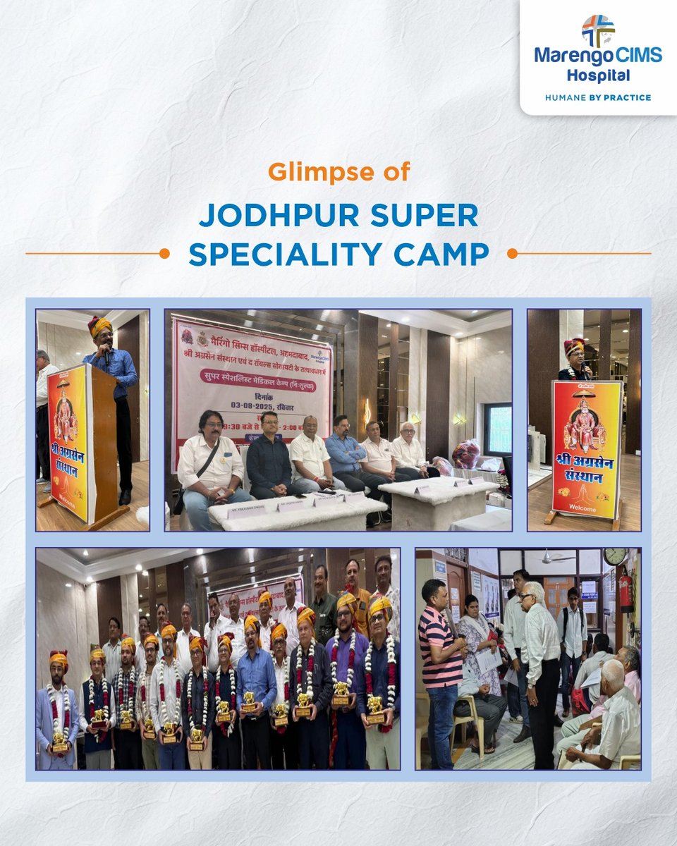 Glimpses from the Jodhpur Super Speciality Camp.

On 3rd August 2025, Marengo CIMS Hospital, in collaboration with Shree Agrasen Sansthan and The Royals Society, successfully hosted a Super Speciality Camp in Jodhpur.

#MarengoCIMSHospital