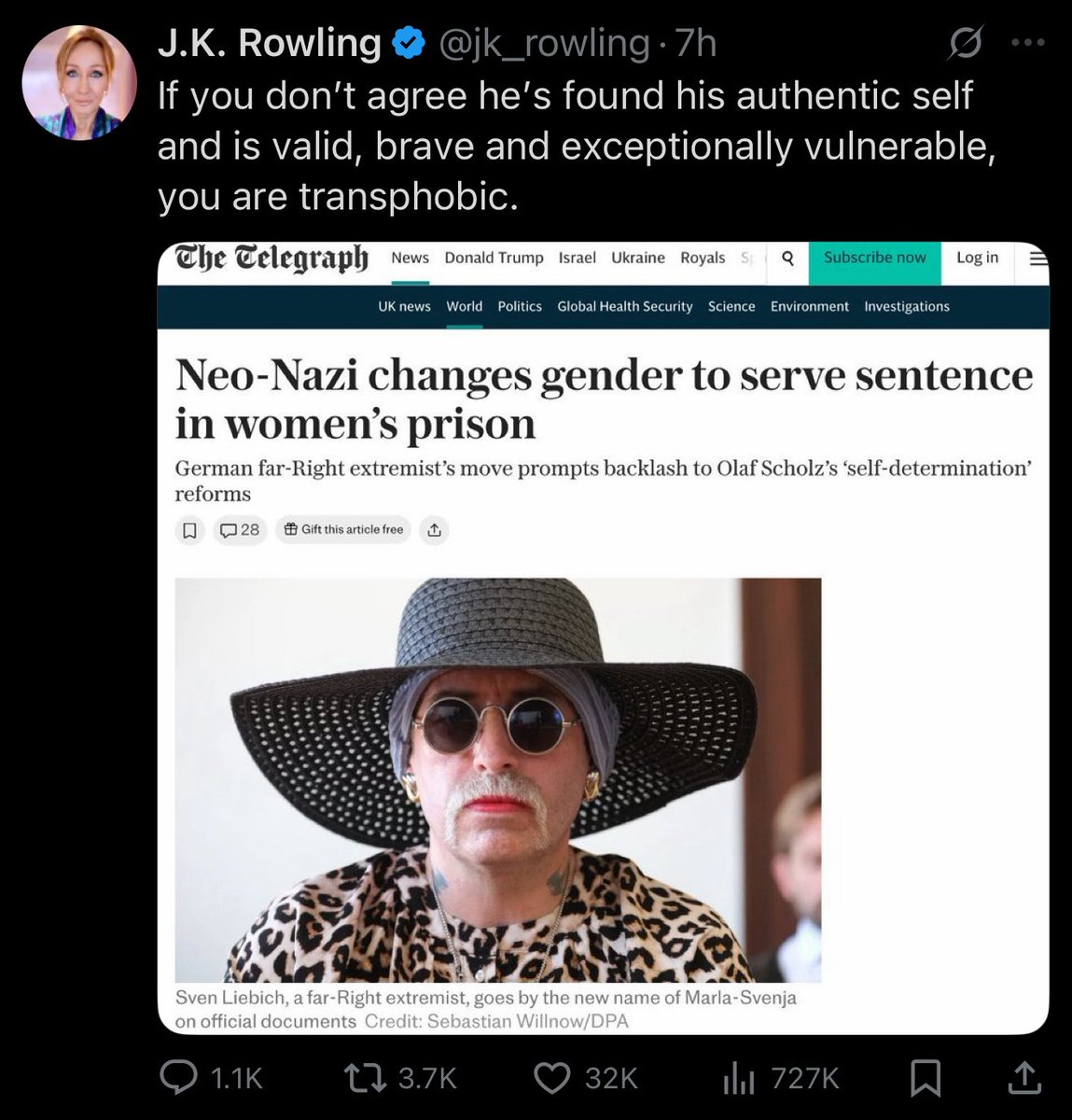 evan loves worf (@esjesjesj) on Twitter photo This is a neonazi cynically using trans people (who they hate) as a tool to benefit themselves. And on top of that the prisoner is doing the same thing. This is a neonazi cynically using trans people (who they hate) as a tool to benefit themselves. And on top of that the prisoner is doing the same thing.