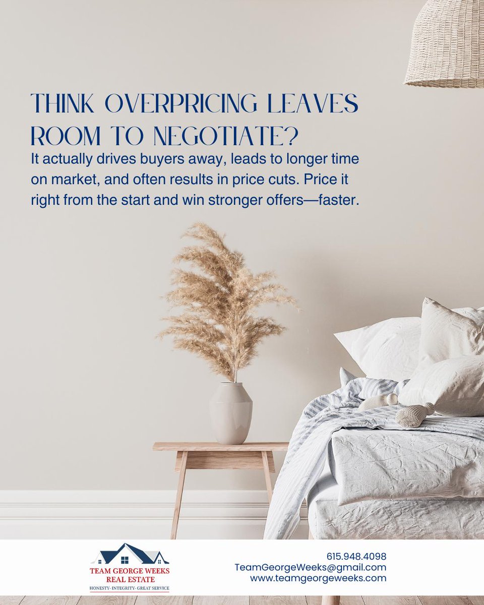 Think overpricing your home leaves room to negotiate? 🤔

It actually scares off buyers and leads to price cuts later.

Price it right the first time—get more offers, faster. 💰🏡 #RealEstateTips, #HomeSelling, #PricingStrategy, #TeamGeorgeWeeks