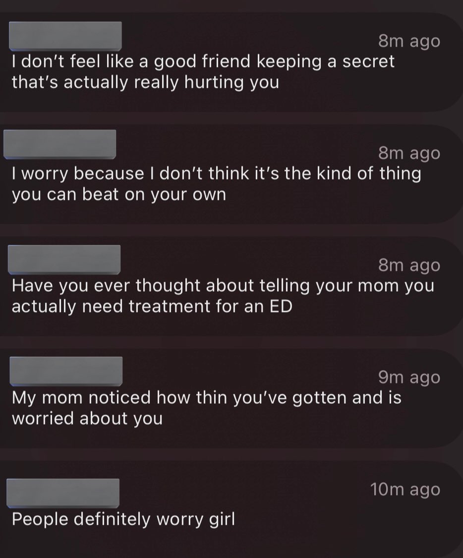 I feel so awful the worst part of having an ed is worrying your friends and family