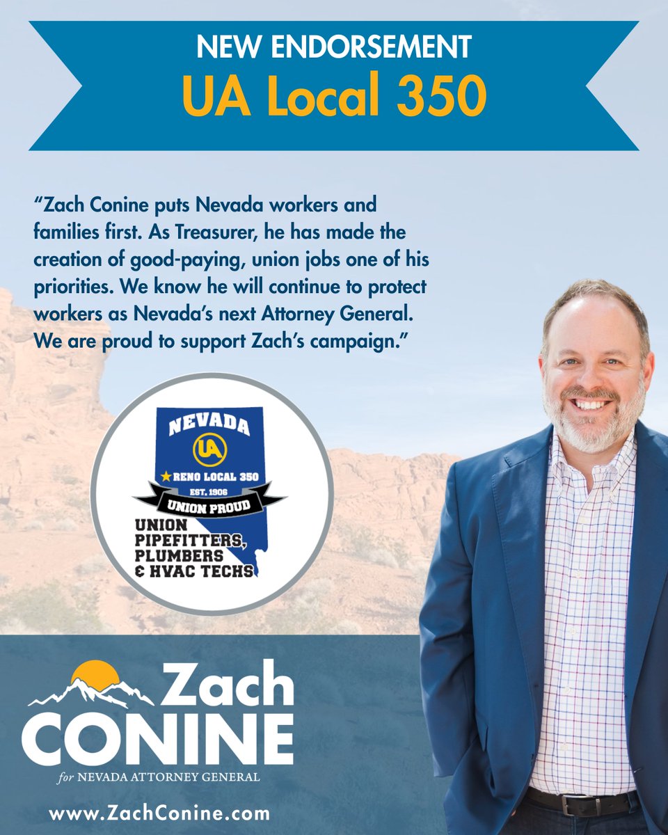 The members of UA Local 350 work every day to protect the health and safety of Northern Nevadans, whose families and businesses rely on their skills and dedication. I will always fight for Nevada workers, and I'm proud to have their endorsement!