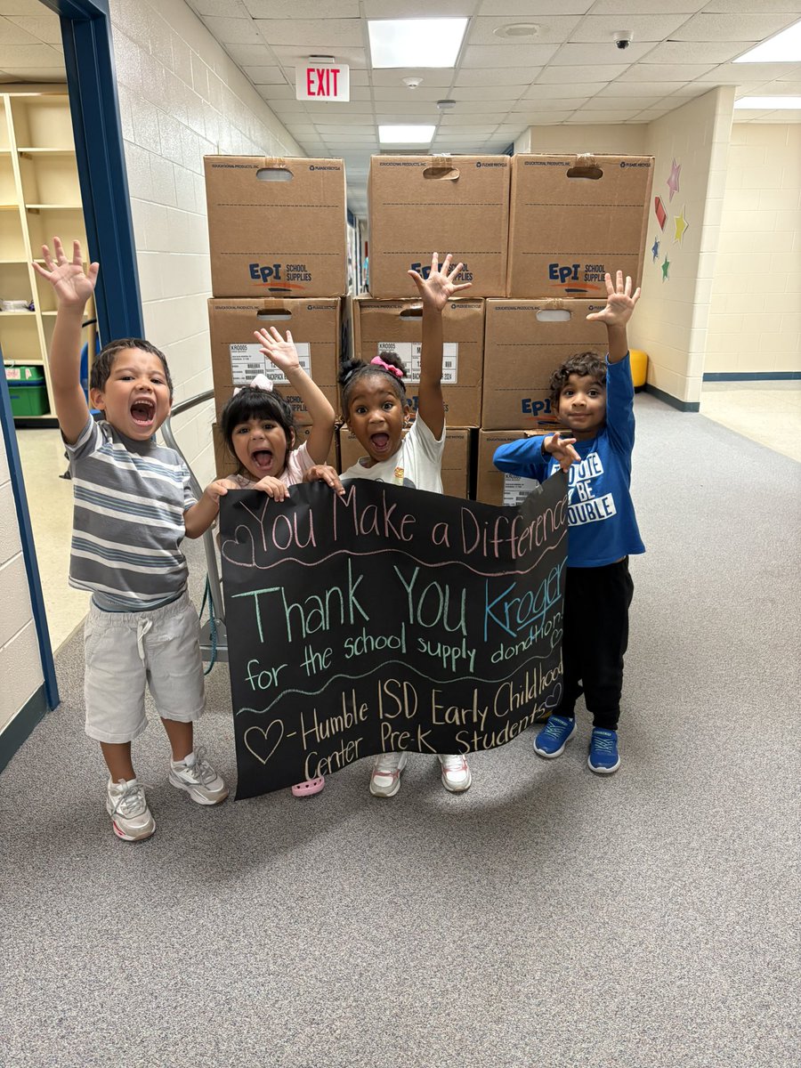 Humble ISD Early Childhood Center (@humbleisd_ecc) on Twitter photo Thank you Kroger for your generous donation of school supplies to the ECC! Our students and staff are so thankful!!! <a href="/HumbleISD/">Humble ISD</a> <a href="/Christy_Erb/">Christy Erb</a> @stephaniedavis <a href="/AlisonPier99145/">Alison Pierce</a> Thank you Kroger for your generous donation of school supplies to the ECC! Our students and staff are so thankful!!! <a href="/HumbleISD/">Humble ISD</a> <a href="/Christy_Erb/">Christy Erb</a> @stephaniedavis <a href="/AlisonPier99145/">Alison Pierce</a>
