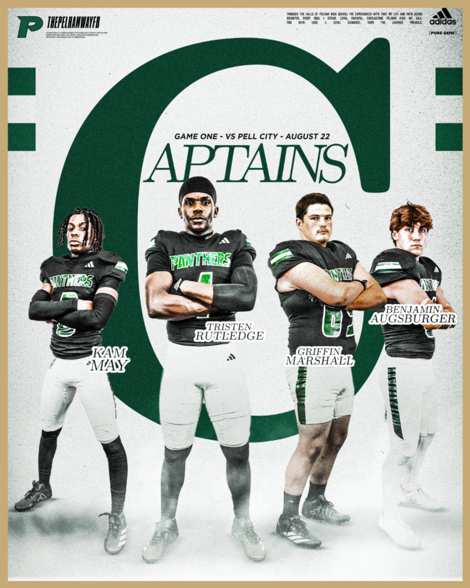 Pelham Panther Football (@thepelhamwayfb) on Twitter photo CAPTAINS
Game 1
Pell City
Ned Bearden Stadium
8-22-2025
7:00 PM
#ThePelhamWayFB
<a href="/ThePelhamWaySOC/">Pelham Panther Athletics Social Media</a>
<a href="/ThePelhamWayAD/">Trey Simpson</a>
<a href="/ThePelhamWayASU/">Kim Kiel</a>
<a href="/stutchtone/">Sabrina Tutchtone</a>
<a href="/PelhamSchools/">Pelham City Schools</a> CAPTAINS
Game 1
Pell City
Ned Bearden Stadium
8-22-2025
7:00 PM
#ThePelhamWayFB
<a href="/ThePelhamWaySOC/">Pelham Panther Athletics Social Media</a>
<a href="/ThePelhamWayAD/">Trey Simpson</a>
<a href="/ThePelhamWayASU/">Kim Kiel</a>
<a href="/stutchtone/">Sabrina Tutchtone</a>
<a href="/PelhamSchools/">Pelham City Schools</a>