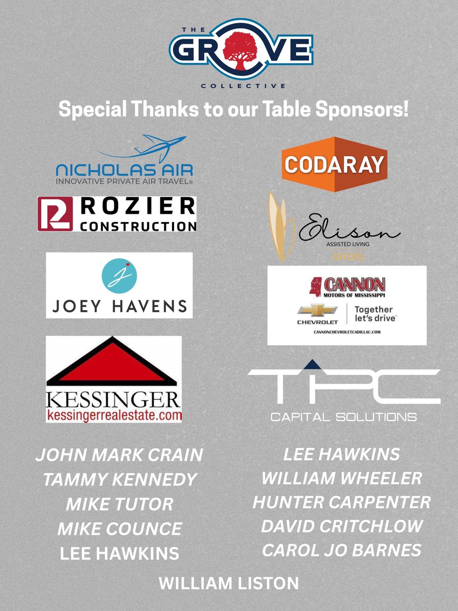 grovecollectnil's tweet photo. Thank you to all of our amazing corporate sponsors that contributed to our very successful, 1st annual TGC Kickoff Classic. We couldn’t have done it without you — THANK YOU ‼️ https://t.co/g4X9iUCs6r