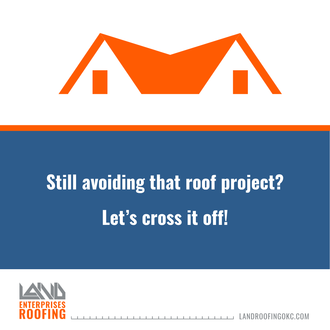 LandRoofing's tweet photo. What's the one home project you've been avoiding the longest? ✅

No judgment here. But if it's the roof, we've got a quick fix: call us, and cross it off your list.

#roofing #roofer #okc #checkitoff #homerepair https://t.co/5Ywchg4WIH