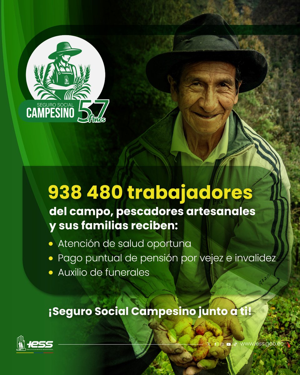 Hospital General San Francisco (@hgsf_iess) on Twitter photo #IESSCampesino97años | Más de 935 mil campesinos y pescadores artesanales 👨🏽🌾🎣 reciben los beneficios del <a href="/IESS_SSC/">Seguro Social Campesino del IESS.</a> #IESSCampesino97años | Más de 935 mil campesinos y pescadores artesanales 👨🏽🌾🎣 reciben los beneficios del <a href="/IESS_SSC/">Seguro Social Campesino del IESS.</a>