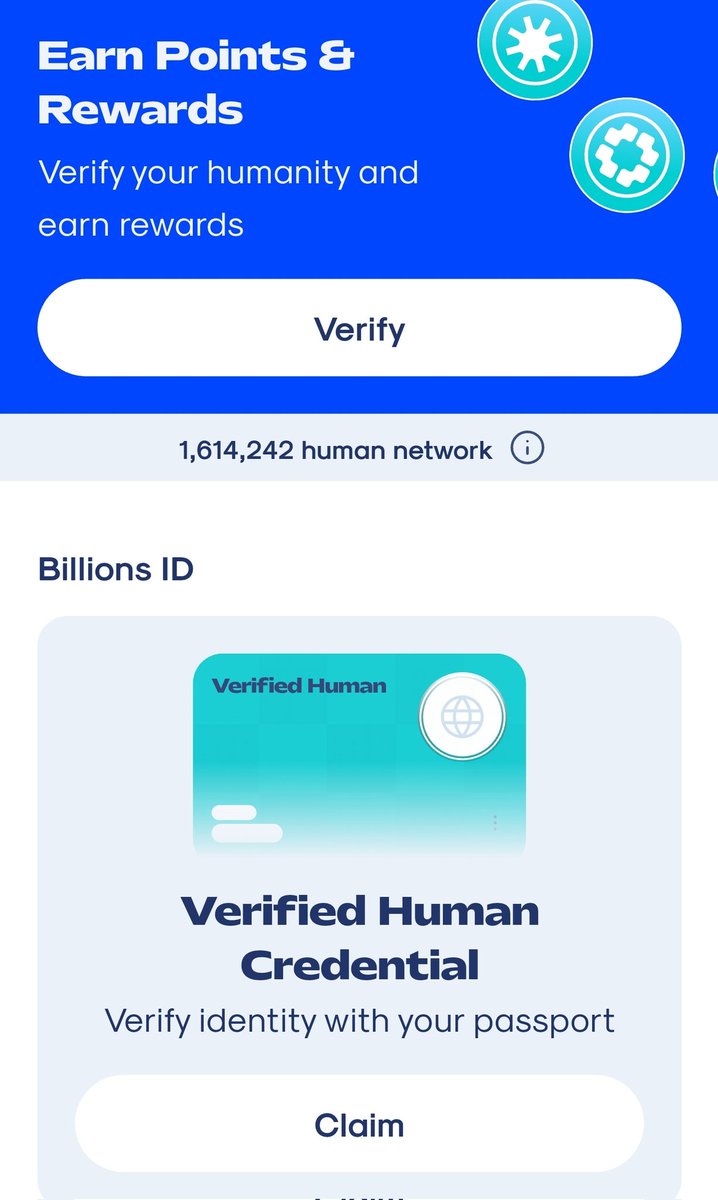 Guess what 
Billions Network is being expanded as we've Crossed 1.5m real Humans

They All are ZK verified @billions_ntw users
Today I've tried to claim my bullions Id. But I went with trouble as it was asking to me for verification via passport that I don't have yet.
I just
