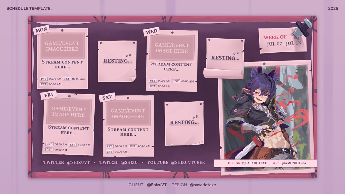 【 SCHEDULE TEMPLATE 】

→ for <a href="/ShizuVT/">Shizu ❤️‍🔥</a>❤️‍🔥♡ Thank you for the opportunity!

#VGenComm