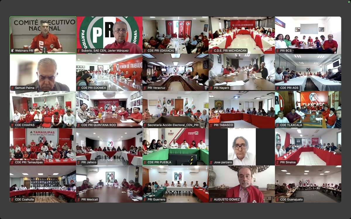 Como parte del equipo de trabajo del Secretario <a href="/rigofuentes/">RodRigo Fuentes Ávila</a> en la <a href="/SAE_CEN/">Secretaría de Acción Electoral del CEN del PRI</a>, conectado a la reunión de trabajo donde el Presidente <a href="/alitomorenoc/">Alejandro Moreno</a> coordina las acciones del <a href="/PRI_Nacional/">PRI</a> con los 32 Comités Directivos Estatales.