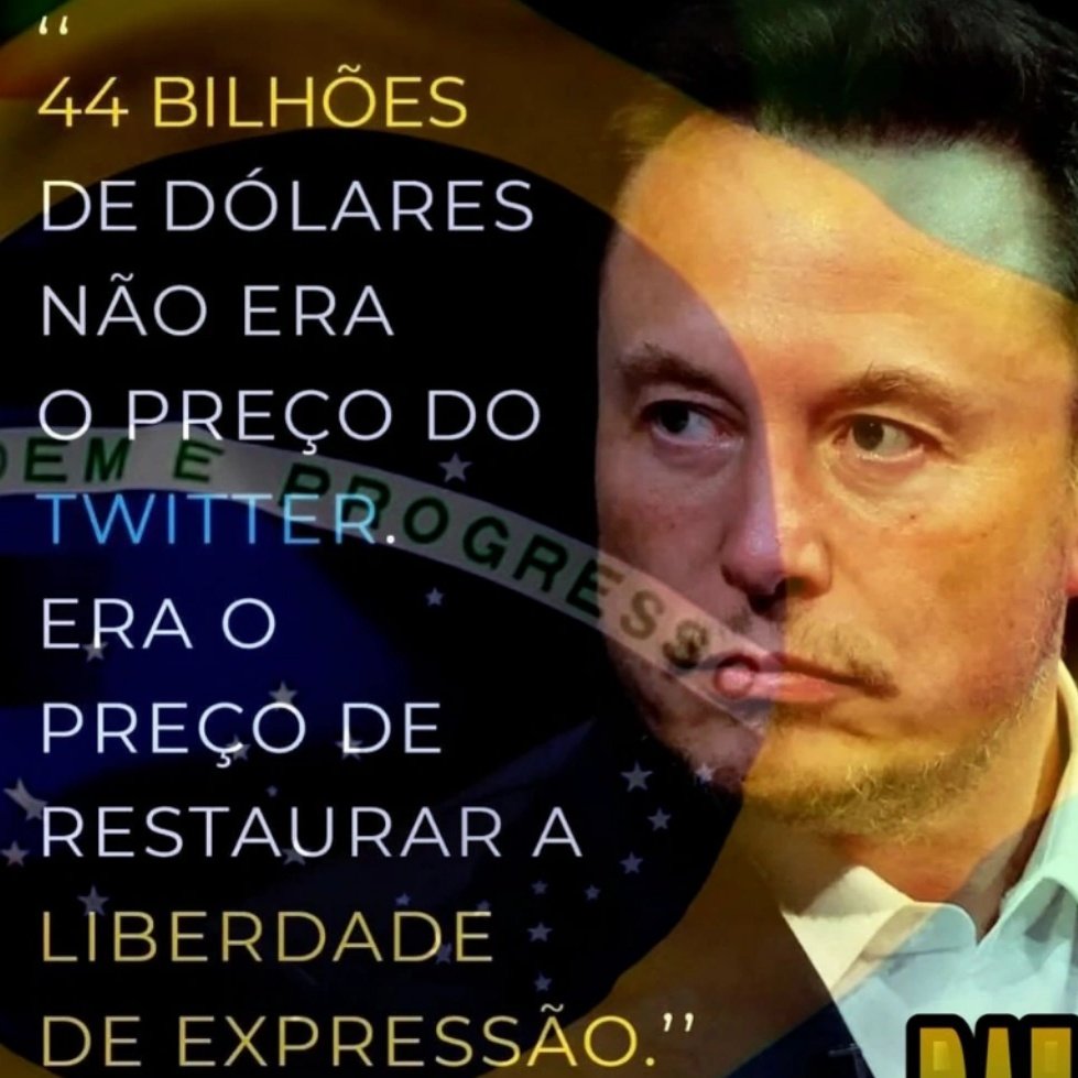 <a href="/MarioNawfal/">Mario Nawfal</a> <a href="/elonmusk/">Elon Musk</a> " 44 BILHÕES 
DE DÓLARES 
NÃO ERA
O PREÇO DO 
TWITTER.
ERA O 
PREÇO DE 
RESTAURAR A 
LIBERDADE 
DE EXPRESSÃO."
ASS: <a href="/elonmusk/">Elon Musk</a> 
👏🏻👏🏻👏🏻🇧🇷💚💛😍🫶🏻
#ElonMusk 
<a href="/realDonaldTrump/">Donald J. Trump</a> 
<a href="/jairbolsonaro/">Jair M. Bolsonaro</a> 
#AlexandreDeMoraesPsicopata
#AlexandreDeMoraesNaCadeia
#AlexandreDeMoraesVaiSerPreso