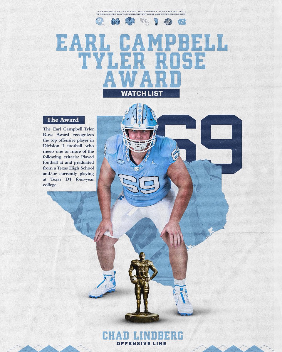 Representing the Lone Star State.

Congratulations to <a href="/ChadLindberg78/">Chad Lindberg</a> for being named to the Earl Campbell Tyler Rose Award Watch List!