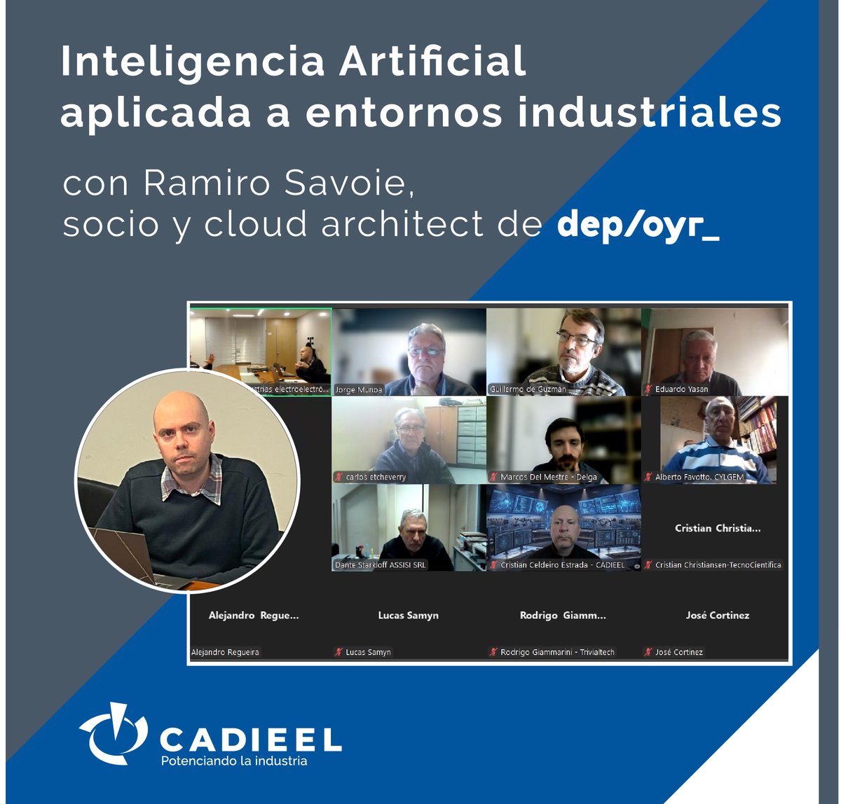 🤖 Nuevo encuentro del Grupo de Trabajo de IA de la Comisión de Electrónica de CADIEEL.
Contamos con la participación de Ramiro Savoie, de Deployr, quien compartió experiencias y casos de éxito sobre cómo la IA impulsa la innovación y mejora los procesos productivos.🚀