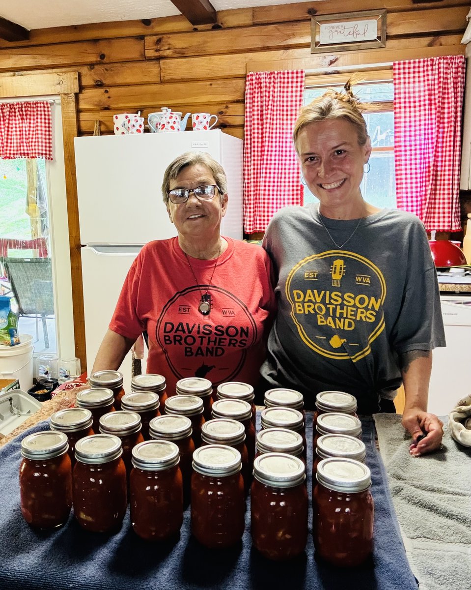 Keeping traditions alive, Mom and sis canning peppers!