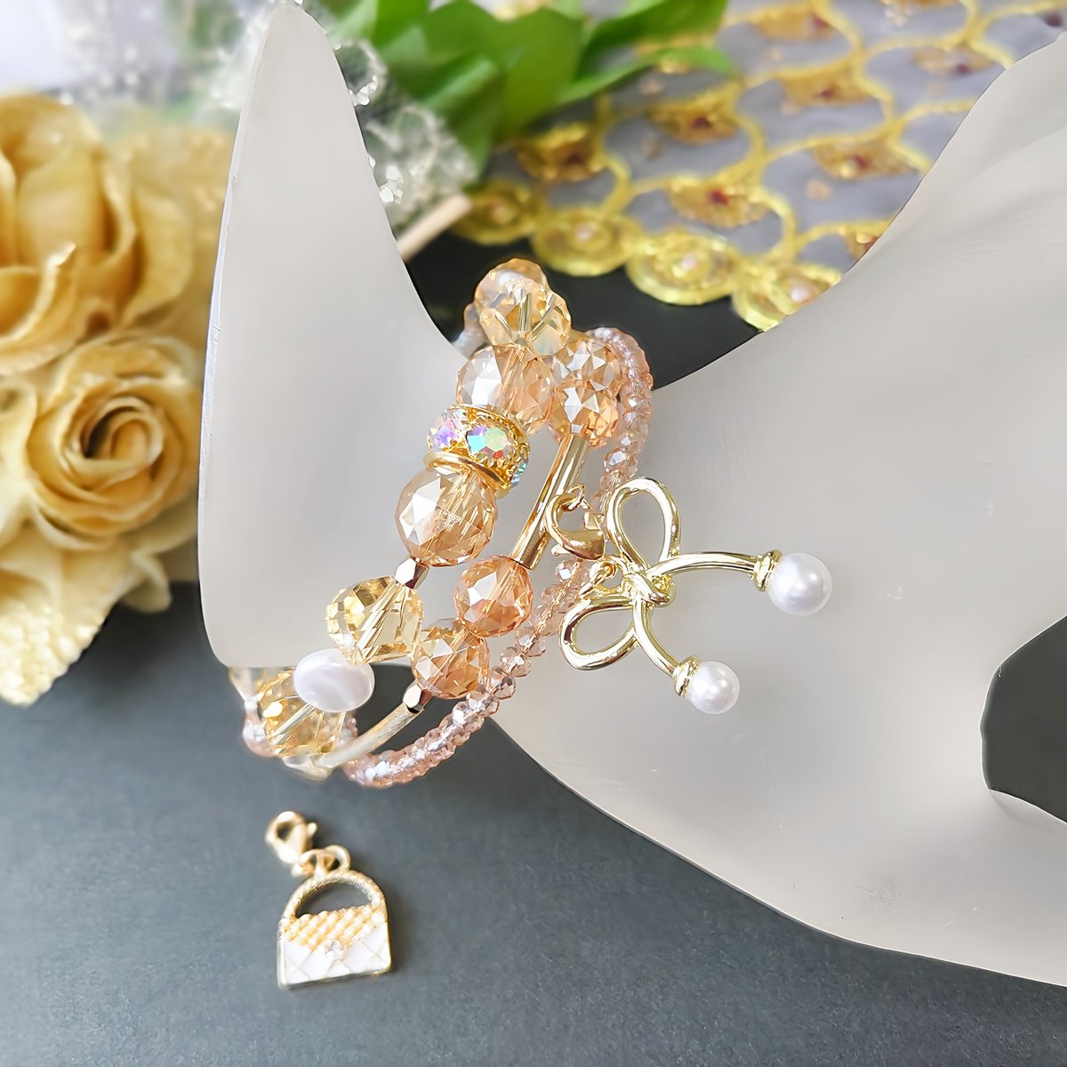 Graceyujewelry🍀 天然石コイルブレスレット✢ ハンドメイド