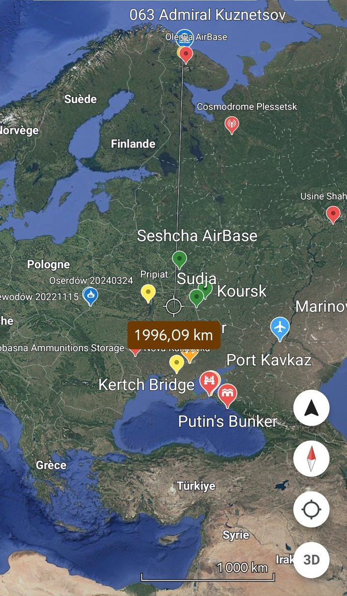 herve_nourry's tweet photo. Sur un malentendu, le #Flamingo (portée de 3000 kms) pourrait venir se poser sur la rustbucket canteen du #Kuznetsov (2000 kms), sur #Kaliningrad (450 kms), sur le Kosmodrom de #Plessetsk (1300 kms), St Petersbourg (900 kms) ou le #Kremlin (500 kms) 🤔
Just saying... https://t.co/qt82WQ2mrM