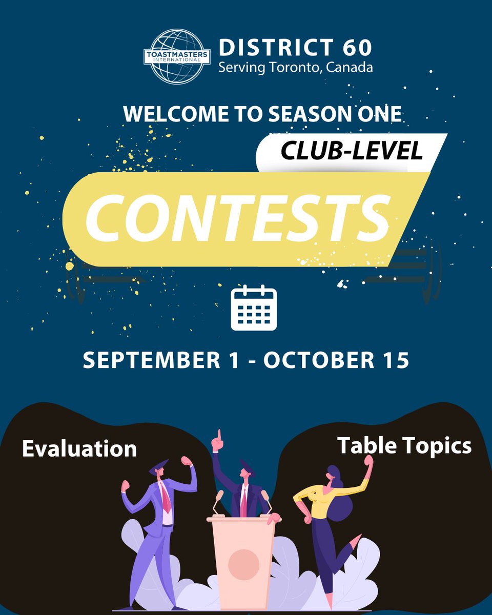 🎤 Season 1 is here! 🚀
District 60 kicks off Club-level Speech Contests in Evaluation &amp; Table Topics.

🌟 A stage for quick thinking, feedback, &amp; growth.
🌟 A chance to inspire &amp; be inspired.

Stay tuned as we move from clubs → district!
#Toastmasters #D60 #SpeechContest