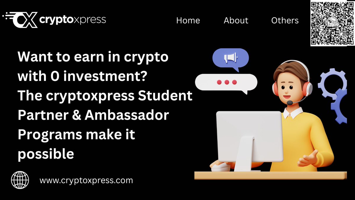 Kingcrypt24's tweet photo. Earn crypto with 0 investment 

Join the @crypto_xpress Student Partner &amp; Ambassador Program 
Referrals &amp; simple content = income
Bonuses + Internship Certificate
 &amp; real-life earning potential

#CryptoXpress #EarnWithCrypto #StudentPartnerProgram #CryptoForStudents #CryptoIndia https://t.co/PIPS4KeWJe