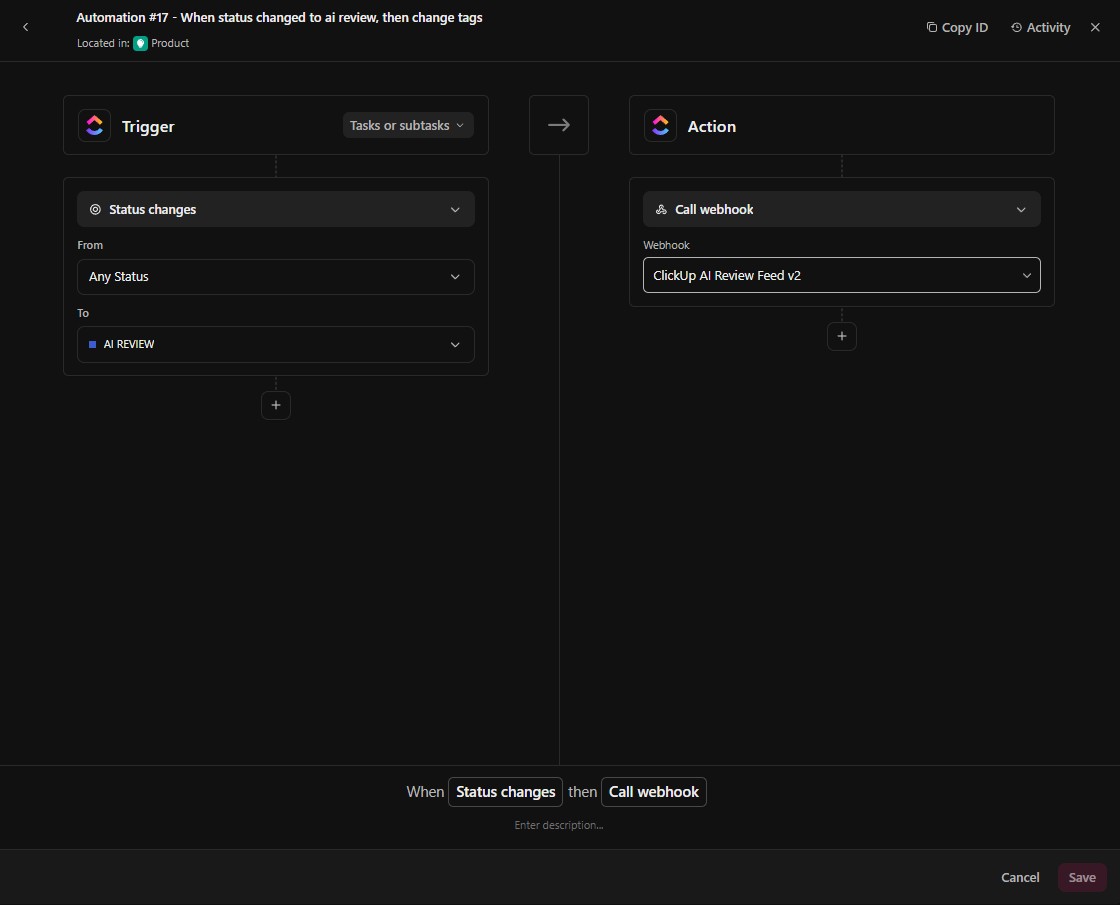 BorrisBA's tweet image. Used to waste 25+ mins every morning manually updating task statuses. ⚙️
Now, ClickUp AI Automations handle it automatically—projects stay up to date while I focus on real work. That’s ~2hrs saved every week. 🙌 #ClickUpAI #BrainMax