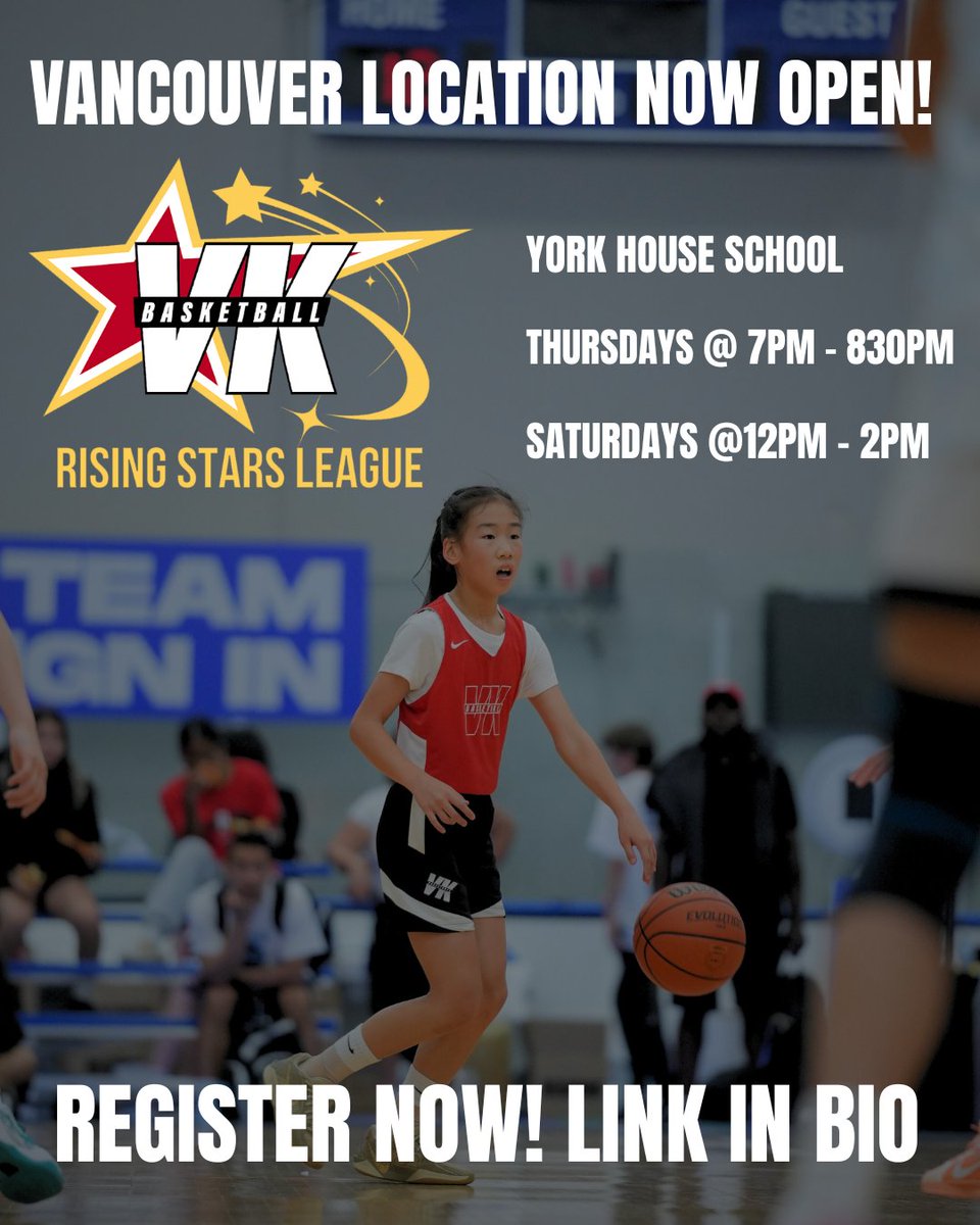 We are excited to announce that registration for VK Rising Stars League-Vancouver is now open, and all girls from grade 4 to 7 are invited!

Link in Bio for more info and registration

Stay tuned for more locations