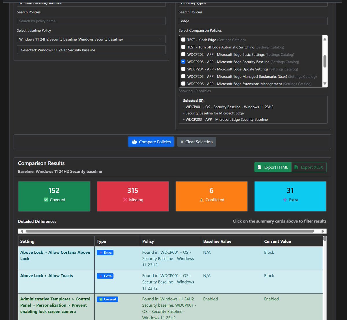 sandy_tsang's tweet image. Finally my Intune Diff tool is ready 🥳. If you want to compare one Securely Baseline to multiple Intune policies, to see if you missed some settings or misconfigured something, this tool will help you that. #msintune 

intunediff.com