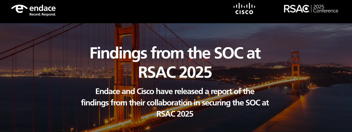 📢 Findings from the #SOC at #RSAC2025

Endace and <a href="/Cisco/">Cisco</a> teamed up to secure the SOC — delivering real-world network insights, deep integrations, and full-spectrum visibility.

👉 Download the full report: www2.endace.com/RSAC-2025-SOC-…
