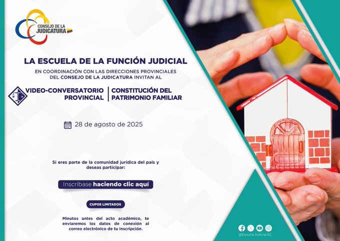 🧑‍💻Participa en el video conversatorio jurídico que tratará sobre "Constitución del patrimonio familiar".  
✍️Inscríbete: docs.google.com/forms/d/e/1FAI…
¡Te capacitamos con los mejores expositores y de forma gratuita! 👨‍🏫