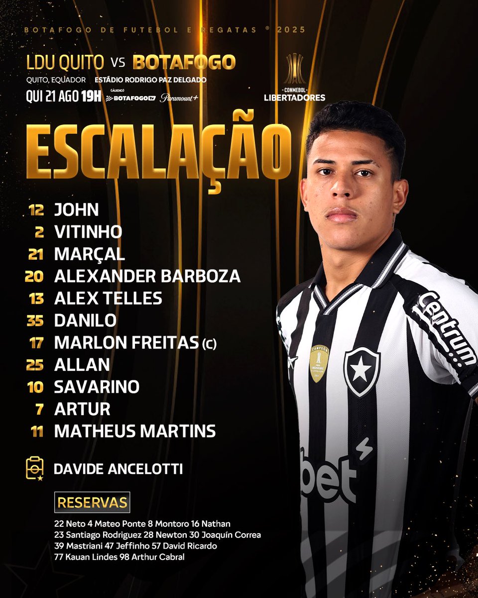 BOTAFOGO  ESCALADO 
VAMOOOOO ⚽️🔥🔥