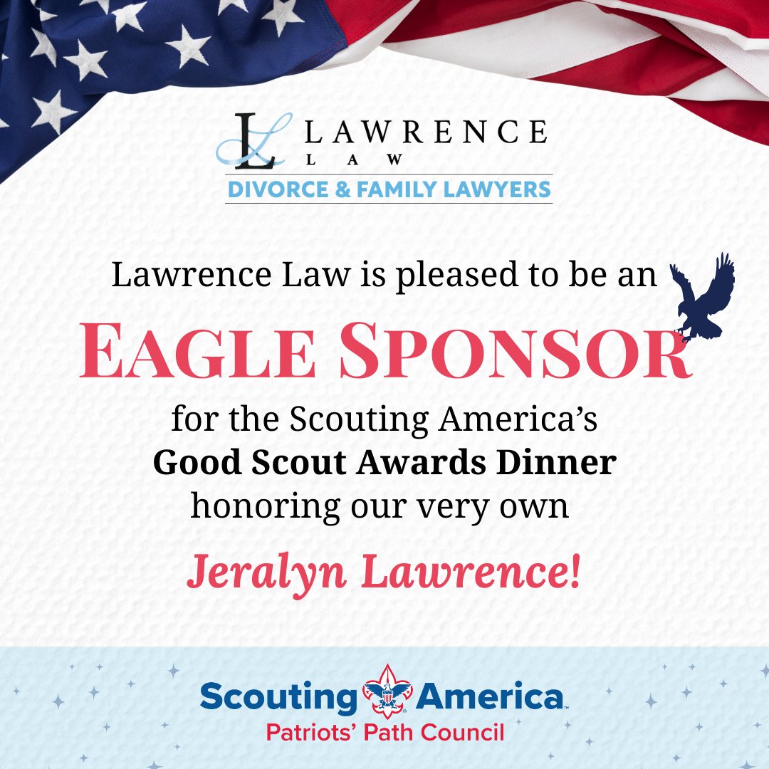 JeralynLaw's tweet image. Lawrence Law is a proud Eagle Sponsor for the Scouting America's Good Scout Awards Dinner! 🦅❤️🤍💙

Congratulations to Jeralyn Lawrence and other honorees on receipt of the Good Scout award! 🏆

#lawlawfirm #ScoutingAmerica #GoodScout #Sponsor #Watchung #NewJersey